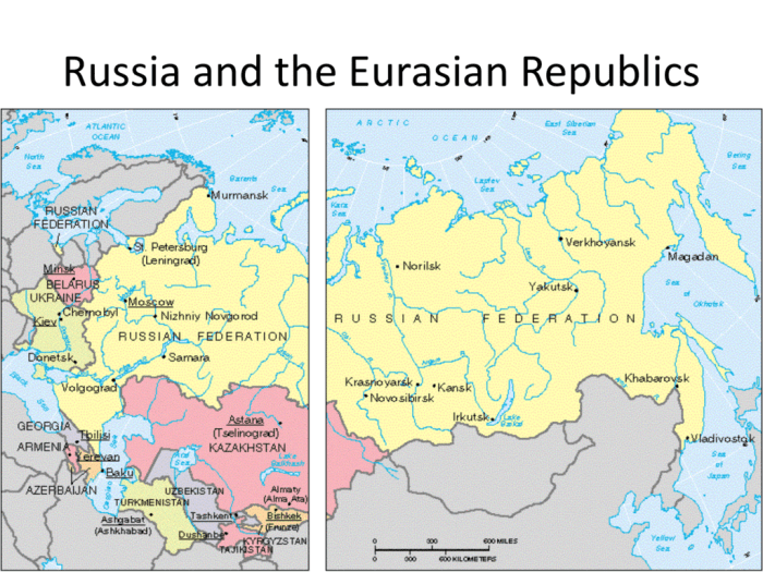 Russia and eurasian republics physical map